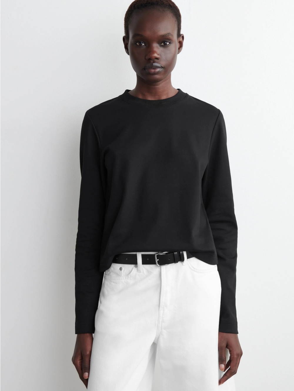 COS Black Long-Sleeve Crewneck Tee
